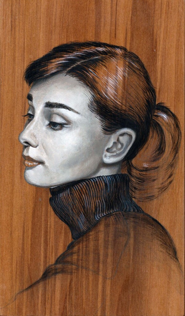 'Audrey Hepburn' oil on wood