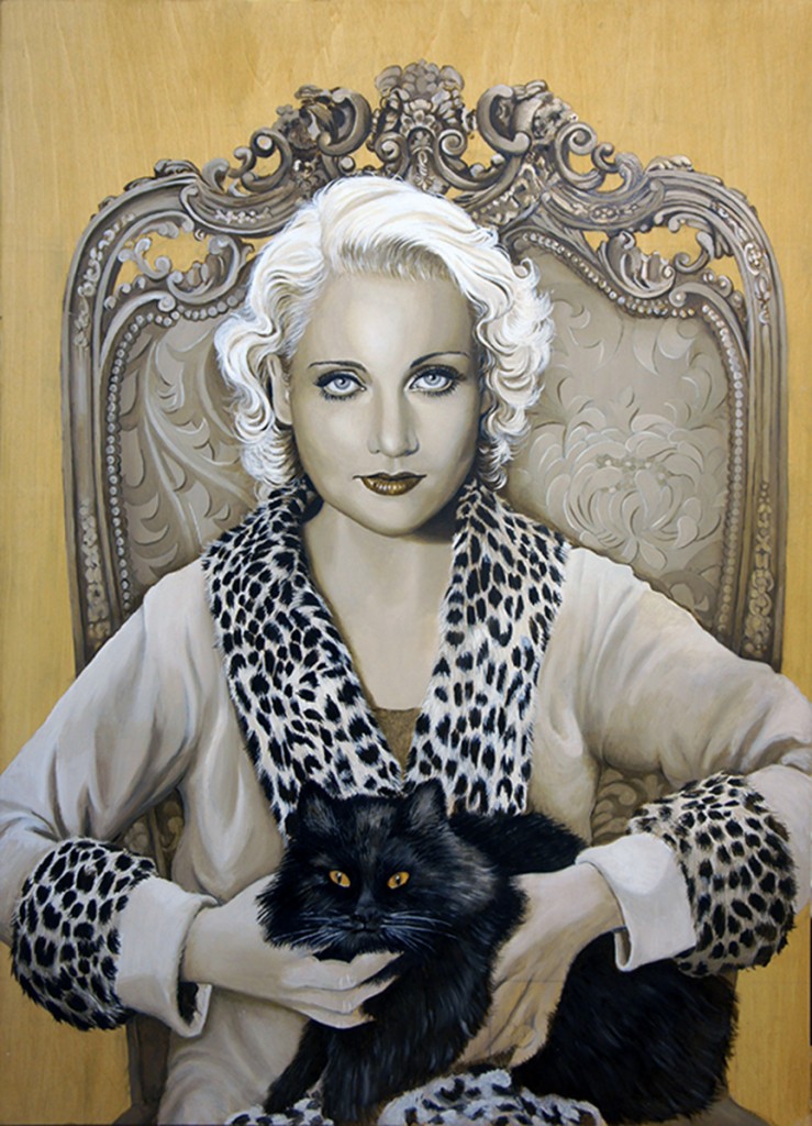 Carole Lombard - oil on wooden panel