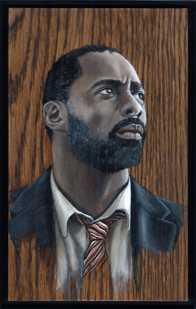 'Idris Elba' oil on wood